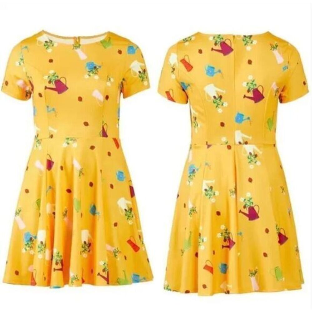 Unique Vintage Gwynnie Bee Garden‎ Party Yellow Dress, M - Picture 3 of 15